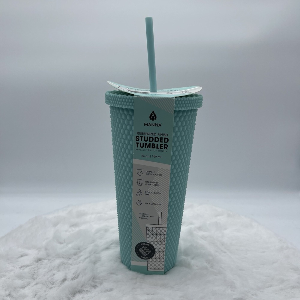 Manna Studded Tumbler 24 oz Cup Rubberized Finish Mint Green Eco-Friendly